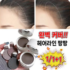 [BEST상품] 1+1 헤어 팡팡 새치 커버 쿠션 흰머리 헤어라인 쉐도우 새치커버스틱 셀프 다용도 머리 염색, 1개, 블랙