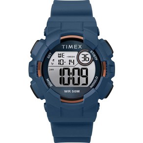 Timex 유니 TW5M23500 DGTL Mako 디지털 44mm 블루/골드 톤 실리콘 스트랩 시계 블루/골드 톤 크로노그래프 디지털