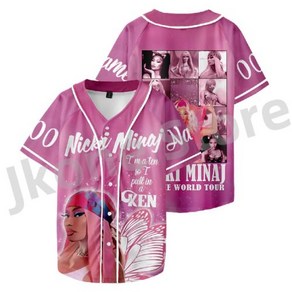 Nicki Minaj Merch 남녀공용 야구 재킷 투어 로고 티 캐주얼 반팔 티셔츠 패션