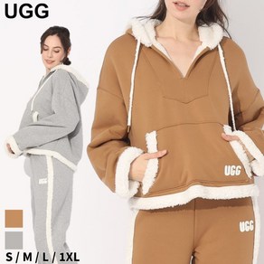 UGG 아그 아노락 스웨트 후드 풀오버 보아 로고 여성 긴팔 양털 후드티