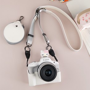 호환 캐논 EOS R50 카메라 커버 보호대 파우치 하프 케이스 어깨 스트랩 가방 하단 오픈 스트래치 방지, [01] White, [01] Only Base