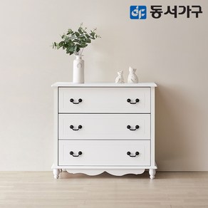 동서가구 올리브 800 3단 서랍장 DF630218, 화이트