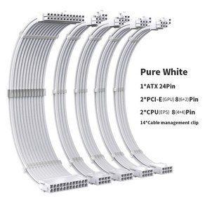 TEUCER TC-35 시리즈 PSU 연장 케이블 키트 단색 솔리드 콤보 ATX24 핀 PCI-E8Pin CPU 8 350mm