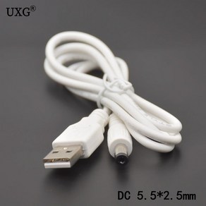 코드 커넥터가 있는 DC 전원 플러그 USB 케이블 화이트 블랙 L 모양 직각 잭 2A 5.5x2.5mm/DC 5.5x2.5mm 변환, Staight-WH, 1M, 1개