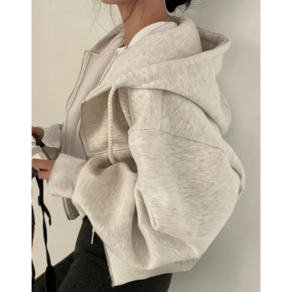 [루즈핏 집업후드] 리쏨 여성 사계절 아우터 여리여리 스타일 예쁜선물 시크라인 후드집업 라이트그레이