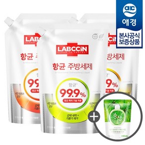 애경 [비밀] 랩신 항균 주방세제 리필 1L x3개 +주방세제200ml 증정, 레몬 주방세제 리필 1000ml x3개, 3개