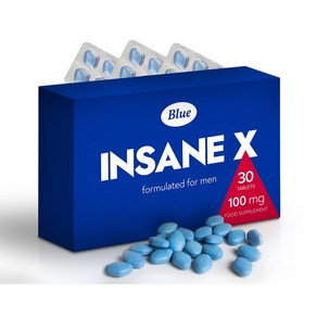 MAPEinc 영국직배 INSANE X 남성용 블루 엘리트 100mg 강화된 근력 견고하고 지속적인 성능 천연 허브 에너지 및 남성 강화 보충제, 1개, 30정