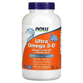 나우푸드 Ulta 오메가 3-D EPA 600/DHA 300 피쉬 소프트젤 180정, 1개