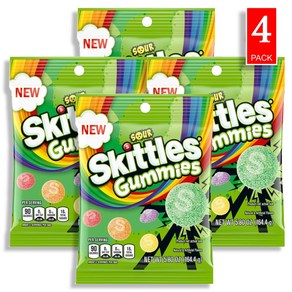 스키틀즈 구미 사워 5.8oz pe Bag [ Skittles Gummies Sou ], 4개, 164.4g