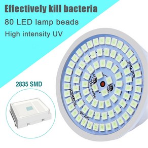 UVC 자외선 살균 살균 램프 자외선 오존 살균 전구 80LED E14 E27 MR16 GU10 진드기 퇴치, 2) E14