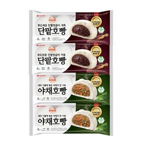 [빵공장 직송] 롯데베이커리 단팥/야채호빵 372g, 4개