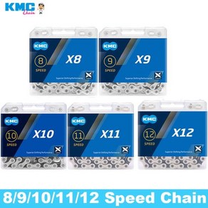 체인텐셔너 KMC X8 X9 X10 X11 X12 스피드 자전거 체인 도로 MTB 스노우 M4100 M5100 M6100 M7100 M8100 8V 9V 10V 11V/12V 체인, 5)KMC X12, 1개