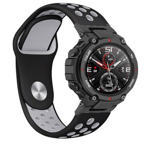 호환 Xiaomi Amazfit T Rex Po 팔찌 액세서리에 대한 Huami Amazfit T-ex 스포츠 시계 밴드 팔찌에 대한 교체 실리콘 스트랩, Black+Gay, 1개