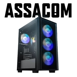 아싸컴 AMD 5500GT/RTX3050 조립PC 게이밍컴퓨터 조립컴퓨터 본체 게임용 PC 주식용 트레이더용 데스크탑, 기본사양, 블랙, 주식용PC, 512GB, 32GB, Fee DOS