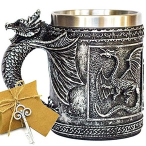 Medieval GOT Dagon D&D Game Mug of Thones Mecha 중세 GOT 드래곤 D & D 게임 왕좌의 머그잔 상품 맥주 Steins 바이킹 탱커드, 1개, DagonMug-1