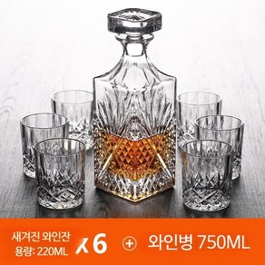 유리 위스키병 양주병 유리 술병 ​​크리스탈 디켄터 유럽, 1개