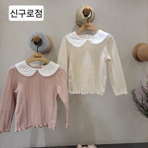 치크 레이스 카라 변형 소재 티셔츠 CKLA24W2G