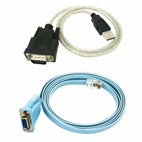 RJ45 네트워크 케이블 직렬 케이블 RJ45 to DB9 및 RS232 to USB (2 in 1) CAT5 이더넷 어댑터 LAN 콘솔 케이블, 하나, 블루 & 화이트 & 블랙