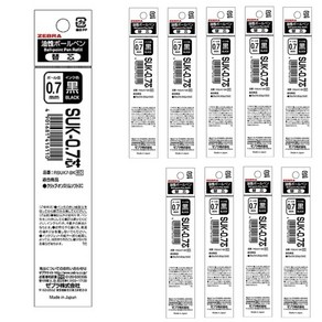 제브라 클립온 슬림 소프트 3C 리필심 SUK-0.7 10개, SUK 0.7 블랙 x 10개