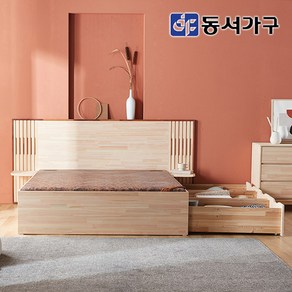 동서가구 유주얼 편백 원목 퀸 Q 와이드헤드 황토숯 흙침대 빅 서랍형 DF642726, 내추럴