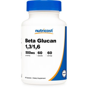 뉴트리코스트 베타 글루칸 캡슐 60 캡슐 1병 1서빙 500mg 60회분 Beta Glucan Capsules [500 MG] [60 CAPS], 60정, 1개