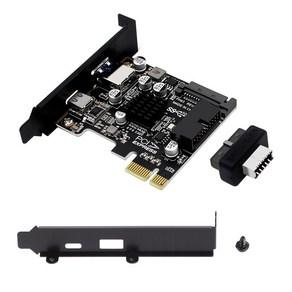 2- 포트 PCI-E USB 라이저 카드 PCIE Convete PCI-E에서 USB 3.0 유형 C 확장 카드 PCI-EXPRESS 슬롯 1X Windows 8/10, 반 높이 배플, 1개