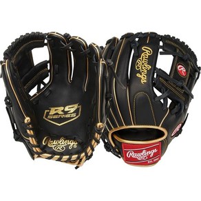 Rawlings  R9 야구 글러브  29.2cm(11.5인치)  프로 I 웹  오른손 투구  200 패턴, Right Hand Thow, 2-Piece Solid Web  Black / Go