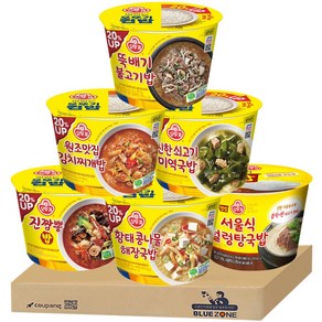 [블루존] 오뚜기 컵밥 국밥세트 (뚝불고기+김치찌개+미역국+진짬뽕+황태국+설렁탕), 217.5g, 1개