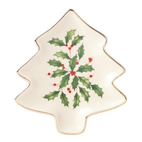 Lenox Holiday Tee Shaped Paty Plate, 1개, Red & Geen