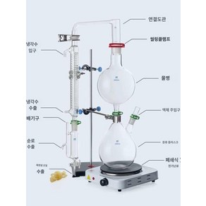 유리 증류기 정제수 제조기 오일 추출기 화학, 플라스틱 손잡이 콘덴서 통 5000ml, 1개, 1개입