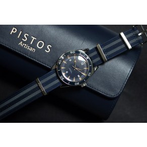 PISTOS 블루/그레이 더블라인 나토밴드 18mm 20mm 22mm. 원시계