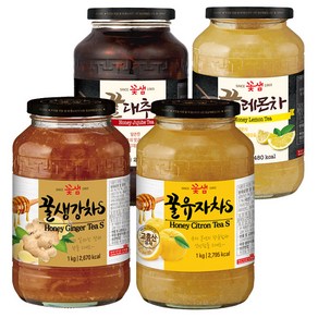 효진유통 꽃샘 액상차 1kg 4종 꿀생강차S + 꿀유자차S + 꿀대추차 + 꿀레몬차