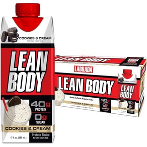 LABRADA 라브라다 린바디 프로틴 쉐이크 500ml 12개 쿠키 앤 크림 맛 Lean Body Ready-to-Dink Cookies