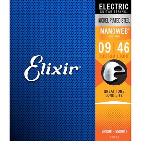 공식수입정품<b>Elixi - NANOWEB Electic Custom Light / 나노웹 일렉기타 스트링 009-046 (12027), 1개