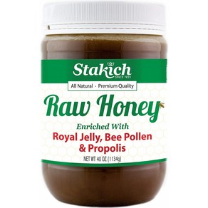 Stakich 로얄 젤리 벌화분 1134g Stakich ROYAL JELLY BEE POLLEN PROPOLIS Eniched RAW HONEY - 100%, 1개, 1.134kg