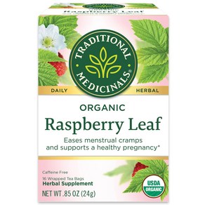 Traditional Medicinals Tea Organic Raspberry Leaf Ea 전통 약용 차 유기농 라즈베리 잎 월경통 완화 건강한 임신 지원 티백 16