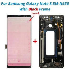 오리지널 슈퍼 AMOLED LCD 삼성 갤럭시 노트 8 스크린 SM-N950 디스플레이 프레임 포함 교체, 22 Bun4 Black Fame, 1개