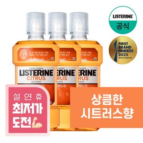 리스테린 내추럴 시트러스 구강쳥걸제, 750ml, 3개