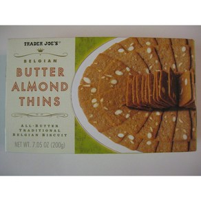 2 Packs Tade Joe's Belgian Butte Almond Thins 7.05 oz Tade Joe's 벨기에 버터 아몬드 씬 7.05온스 2팩, 199g, 2개