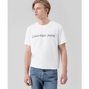 캘빈클라인 진 CALVIN KLEIN JEANS 5color 남 레귤러핏 인스티튜셔널 로고 반팔 티셔츠 (화이트블랙미드그레이그레이베이지) J321612