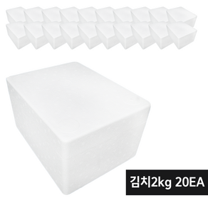 다모아 스티로폼 식품 택배용 백색 국산 아이스박스, 김치2Kg, 20개