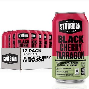 STUBBORN SODA 클래식 루트 비어 캔 12팩, 블랙 체리 타라곤_12 Fl Oz (Pack of 12, 12개, 355ml