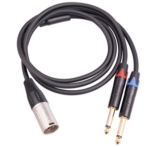 2x 6.35mm(1/4인치) TRS-XLR 케이블 Male-to-Male(XLR-TRS 케이블 3핀 XLR-1/4 케이블 2개 1/4 to XLR 케이블), 2m, 1개