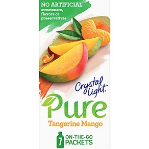 Crystal Light Pure Tangerine Mango 0.14 Oz Box 7 Pack 크리스탈 라이트 퓨어 탠저린 망고 0.14온스 상자 7팩