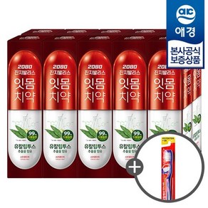 [애경][비밀세일] 2080 유칼립투스 진지발리스 치약 150g x10개 +칫솔1입 증정, 스트롱민트, 10개