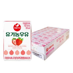 서울우유 유기농 멸균 흰우유+딸기우유, 32개, 120ml