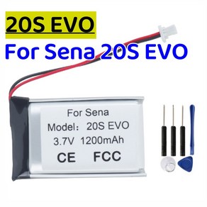 블루투스 헤드셋 배터리 축전지 및 도구 교체 배터리 Sena 20S EVO 20SEVO 헬멧용 20S EVO 1200mAh, 1개