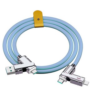 4in1 c타입 아이폰 usb 고속충전 케이블 1m, 파스텔블루, 1개