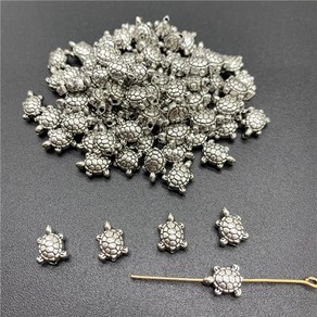 보석 제작용 합금 비즈 캡 고대 실버 참 거북이 모양 펜던트 참 DIY 액세서리 25 개 10x8mm