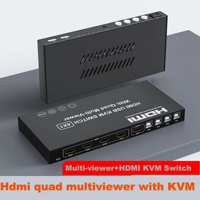 4K HDMI 멀티 뷰어 kvm 4X1 HDMI 쿼드 스크린 스플리터 멀티 뷰어 KVM HDMI 심리스 스위치 HDMI KVM 기능 4 포트, 1)multiviewe, 1개